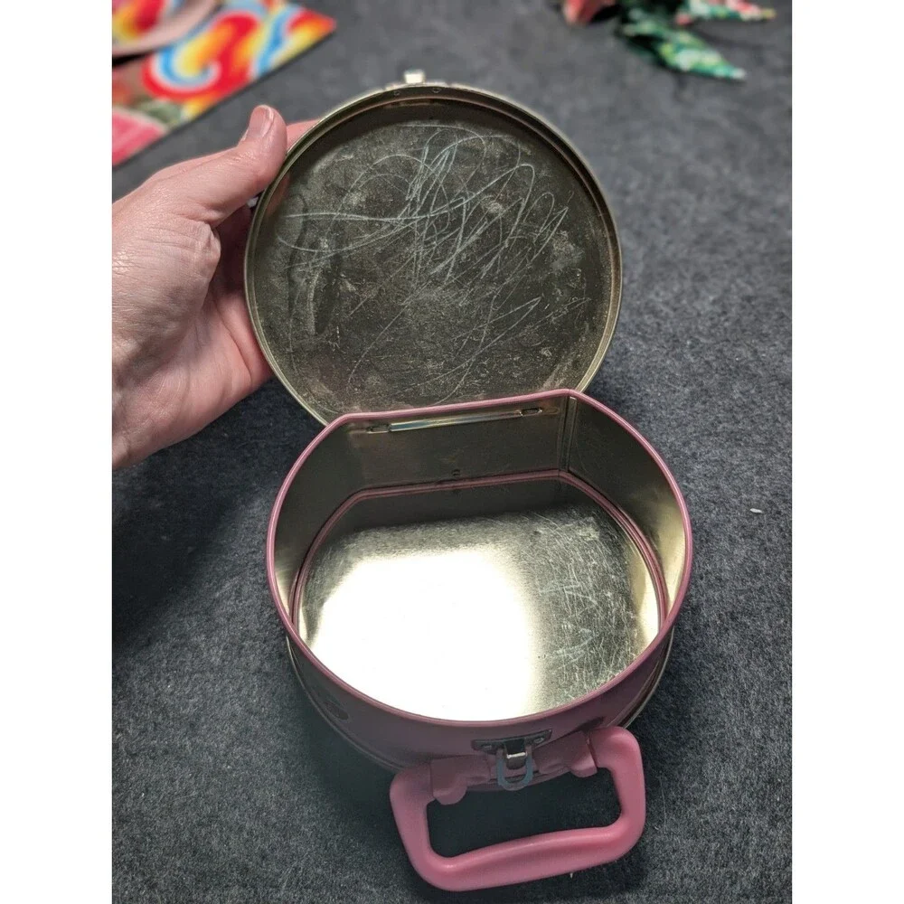Hello Kitty Tin Box Sanrio 2005 Travel Stamps 6”x5”x2”
